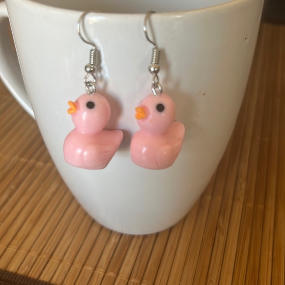 Jewelry - Pink ducky earrings